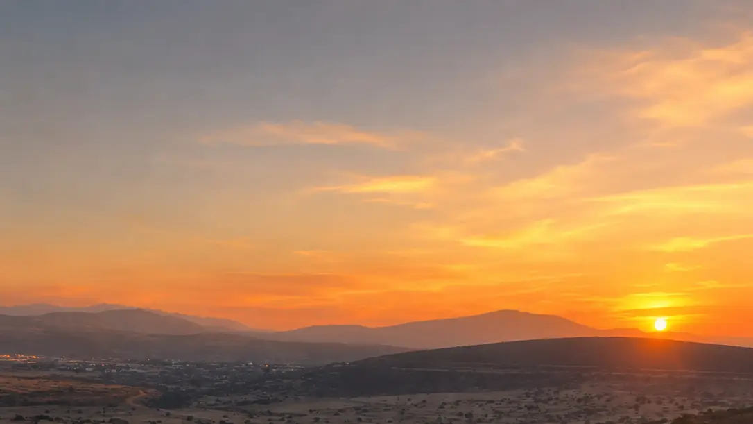 נוף העמק מכיוון מחלף קדרים בשעת שקיעה